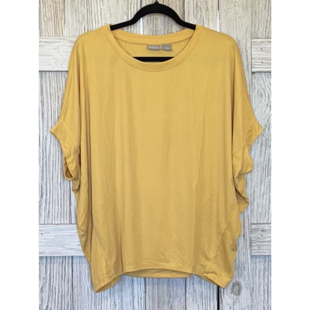 Chico's Blouson Batwing Dolman Yellow Top Wide 3/4 Sleeves Size 2